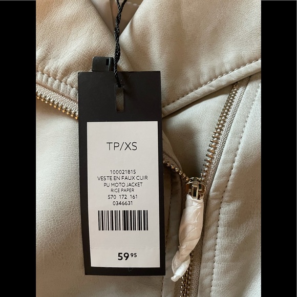*DYNAMITE* Faux Leather Jacket in cream XS with org tags - Picture 5 of 5